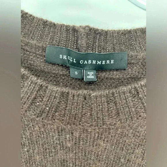 SKULL CASHMERE Women 100% Cashmere Brown Sweater Dress SMALL Perforated - Picture 4 of 15